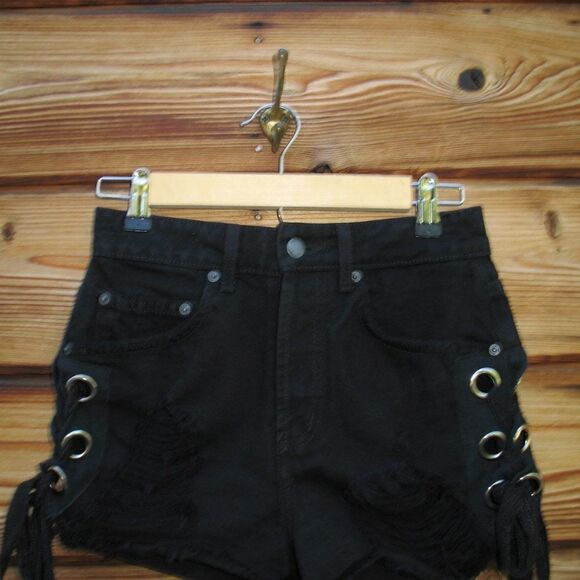 LF Carmar High Waist Side Lace Denim Jean Shorts - Picture 7 of 12